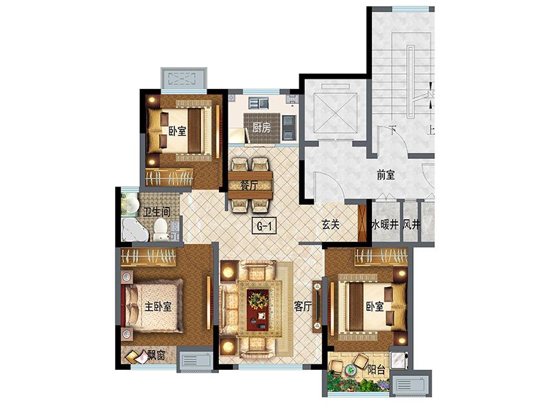 High-rise 95 (3 rooms, 2 halls, 1 guard)